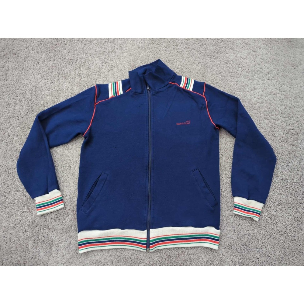 Vintage Track & Court Jacket Mens Medium Blue Full Zip Made‎ in Taiwan